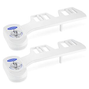 2 Pack FOOFOO Bidet Non-Electric Mechanical Self Cleaning Nozzles White for Toilet Attachment Easy to Install