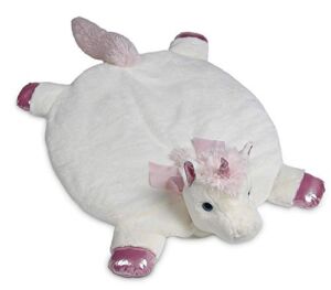 Bearington Baby Dreamer Belly Blanket, White and Pink Unicorn Plush Stuffed Animal Tummy Time Play Mat