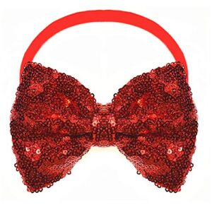 Red Sequin Hair Bows Bands Headband Bowknot