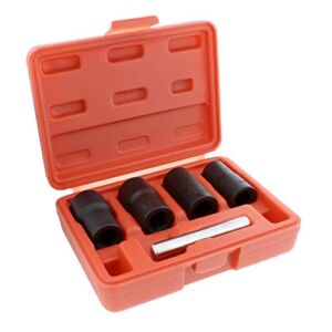 ABN Twist Socket Set Lug Nut Remover Extractor Tool – 5 Piece Metric Bolt and Lug Nut Extractor Socket Tools