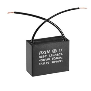 uxcell Ceiling Fan Capacitor CBB61 1.8uF 450V AC 2 Wires Metalized Polypropylene Film Capacitors 36.5x16x29.5mm for Water Pump Motor Generator