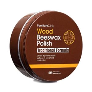 Furniture Clinic Traditional Beeswax Polish for Wood & Furniture | Wax for all Wood Types & Colors – Oak, Teak, Dark & Light Wood, 6.8oz/200ml