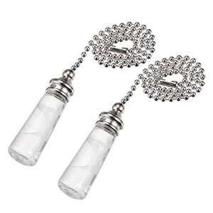 uxcell Clear Glass Pendant 12 Inch Brushed Nickel Beaded Pull Chain for Lighting Fans Pack of 2