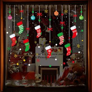ONDY Merry Christmas Garter Window Glass Decoration Stickers 2023 New Holiday Removable Dress Up DIY Static Window Clings Decals for Living Room Bedroom Shop Window