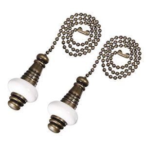 uxcell Ceramic White Pendant 12 inch Antique Brass Finish Pull Chain for Lighting Fans Pack of 2