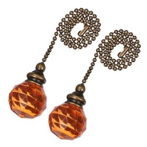uxcell Orange Acrylic Sphere Pendant 12 inch Antique Brass Pull Chain for Lighting Fans Pack of 2