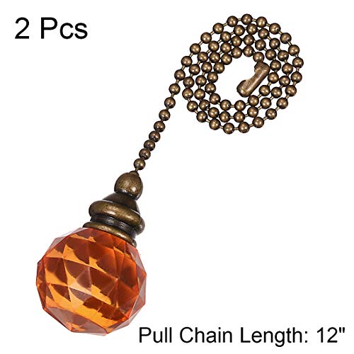 uxcell Orange Acrylic Sphere Pendant 12 inch Antique Brass Pull Chain for Lighting Fans Pack of 2 | The Storepaperoomates Retail Market - Fast Affordable Shopping