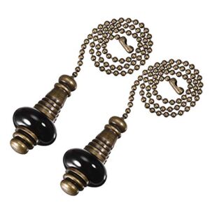 uxcell Ceramic Black Pendant 12 inch Antique Brass Finish Pull Chain for Lighting Fans Pack of 2