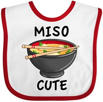 Inktastic Miso Cute with Miso Soup Baby Bib White and Red 29586 | The Storepaperoomates Retail Market - Fast Affordable Shopping