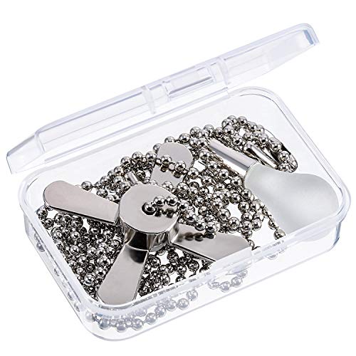 2 Pieces Metal Fan and Light Bulb Shaped Pull Chain Set with Connector, 1 Piece Length Extension Beaded Pull Chain in Box (Silver) | The Storepaperoomates Retail Market - Fast Affordable Shopping