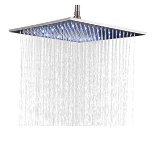 Rozin Bathroom Replacement LED Changing Color 16-inch Square Rainfall Shower Head Overhead Sprayer Brushed Nickel