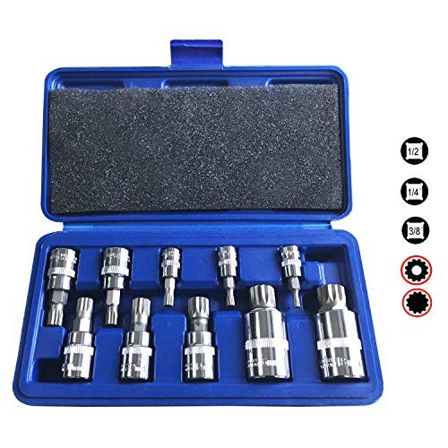 XZN Triple Square Spline Bit Socket Set 12 Point Tamper Proof 1/2 1/4 and 3/8 Inch Drive,4mm-18mm,S2 Steel,10 Pieces | The Storepaperoomates Retail Market - Fast Affordable Shopping