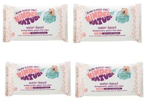 Kinder by Nature Water-Based Baby Wipes – 100% Biodegradable & Compostable, 224 Count (4 Packs of 56) – 99% Water, 0% Plastic