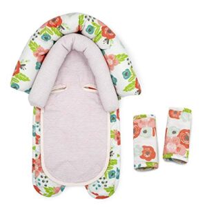 Goldbug Floral Duo Car Seat Head Support and Strap Set – Polyester, Cotton