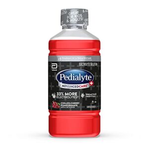 Pedialyte AdvancedCare+ Electrolyte Drink with 33% More Electrolytes and has PreActiv Prebiotics, Chilled Cherry Pomegranate, Ginger, 33.8 Fl Oz