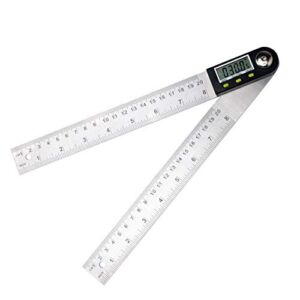 Beslands Digital Angle Finder 8-inch 200mm Goniometer Protractor (Stainless Steel Ruler 360 Degree with Locking and Zeroing Function)…