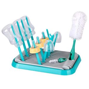 Baby Bottle Drying Rack with Bottle Cleaning Brush Set/Plastic Bag and Bottle Dryer – Drying Rack Saves Money and The Planet Folds for Easy Storage