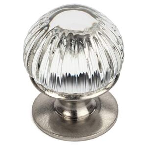 5 Pack – Cosmas 6812SN-C Satin Nickel Cabinet Hardware Round Knob with Clear Glass – 7/8″ Diameter
