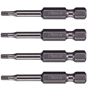 VEGA 3/16″ Hex Power Bits. Professional Grade ¼ Inch Hex Shank 3/16″, 2 Inch Power Bits. 150H1264A-4 (Pack of 4)