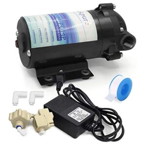 Geekpure Reverse Osmosis Booster Pump Kit with Transformer + High and Low Pressure Switches + Fittings for 50-150 GPD RO System