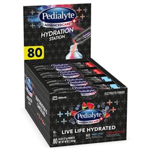 Pedialyte Multi Pack, Electrolyte Hydration Drink, 0.6 oz Electrolyte Powder Packs, 80 Count