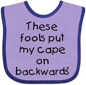 Inktastic These Fools Put My Cape on Baby Bib Lavender and Purple 10a80