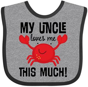 Inktastic Uncle Loves Me Childs Crab Baby Bib Heather and Black 2aacf