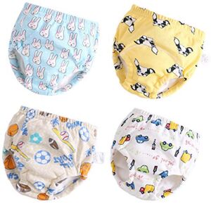 Toddler Potty Training Pants 4 Pack,Cotton Training Underwear Size 2T,3T,4T,Waterproof Underwear for Kids Yellow 4T