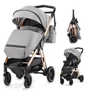 HEAO Baby Stroller for Infant &Toddler – Strollers Pushchair with Foot Cover, Mom Bag, Large Storage Space, Strollers with Backrest Adjustable Reversible