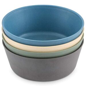 WeeSprout Bamboo Bowls (Blue, Green, Gray, & Beige, 10 Oz (Without Lids))
