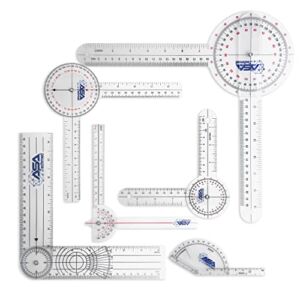 ASA TECHMED 6 Pcs 360° 12, 8 and 6 Inch Medical Spinal Goniometer Angle Protractor Angle Ruler