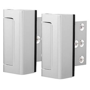 Home Security Door Lock, 2 Pack Child Proof Door Reinforcement Lock with Screws for Inward Swinging Door, Double Safety Security Protection for Your Home