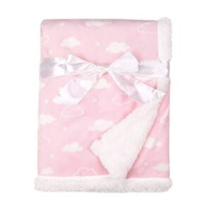 American Baby Company Heavenly Soft Chenille Sherpa Receiving Blanket, 3D Pink Cloud, 30″ x 35″, for Girls(Pack of 1)