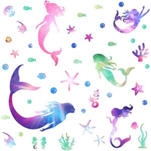 Mozamy Creative Mermaid Wall Decals Girls Wall Decals Girls Bedroom Wall Decor Bathroom Mermaid Decals Peel and Stick Wall Decals