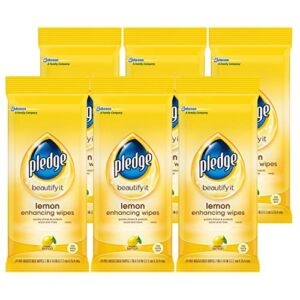 Pledge Beautify It Lemon Enhancing Wipes – Conveniently Dust, Clean and Shine Wood, Stainless Steel and More, 24 ct, Pack of 6 (144 Total Wipes)