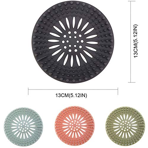 KongNai Hair Catcher Shower Drain Cover, 4 Pack Hair Stopper Drain Protector for Bathroom Bathtub and Kitchen, Reusable Rubber Sink Strainer | The Storepaperoomates Retail Market - Fast Affordable Shopping