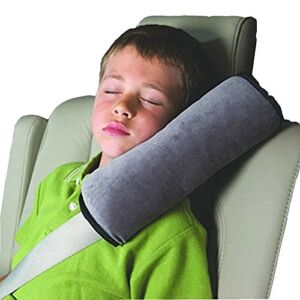 Zentto Seatbelt Pillow for Kids Car Safety Seat Belt Covers Protector Cushion Adjust Vehicle Shoulder Pads Plush Soft Travel Auto Seat Belt Strap Cover Headrest Neck Support for Children-Grey