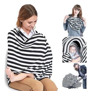 Nursing Cover Breastfeeding Scarf, Baby Car Seat Canopy, Shopping Cart, Stroller, Carseat Covers for Girls and Boys, Best Multi-Use Infinity Stretchy Shawl