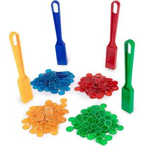 Magnetic Bingo Wands, 4-Pack & 400 Metal Chips – Bulk Accessories for Senior & Family Game Nights – Educational STEM Kits for Learning, Sensory Bins, Science, Counting & Sorting