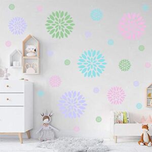 Blooming Flower Wall Decal, Attractive Floral Fireworks Pattern Sticker for Holiday Decoration, Beautiful Circle Window Cling Decor and Girls Bedroom Decor (28pcs Multicolor Decals )