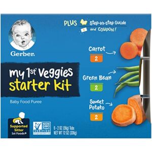 Gerber My 1st Veggies Starter Kit, Carrot, Green Bean & Sweet Potato Puree, 2 Ounce – 6 Count (Pack of 2)