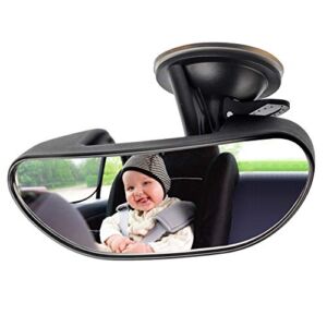 Baby Mirror for Car, GES Rear View Mirror 360 Degree Adjustable Strengthen Suction Cup Mirror for Car (5.9× 2.2Inch) – Black