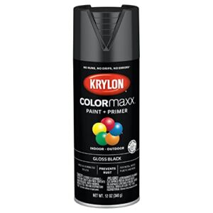 Krylon K05505007 COLORmaxx Spray Paint and Primer for Indoor/Outdoor Use, Gloss Black 12 Ounce (Pack of 1)