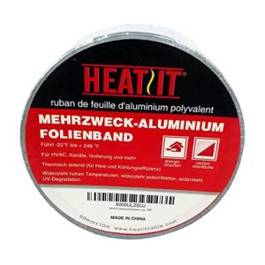 HEATIT Aluminum Foil Tape Professional Grade 2 inch x 30 feet (10yard Length) Thick 5.3mil (2.4mil foil and 2.9mil Backing Paper) for HVAC, Ducts, Pipes, Metal Repair, Heating Cable Application etc