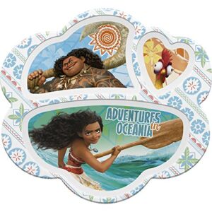 Zak Designs Disney Moana Dinnerware Melamine 3-Section Divided Plate Made of Durable Material and Perfect for Kids, Divided Plate, Moana
