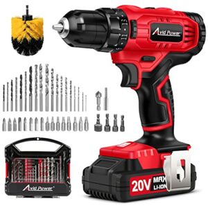 AVID POWER 20V Cordless Drill Set 320 In-lbs Torque Power Drill/Driver Kit with 41pcs Accessories and Drill Brush, 2 Variable Speed, 3/8” Keyless Chuck