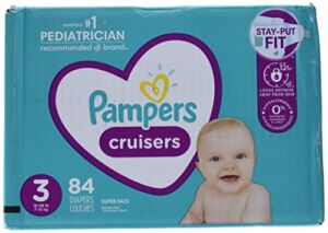 Diapers Size 3, 84 Count – Pampers Cruisers Disposable Baby Diapers, Super Pack (Packaging May Vary)