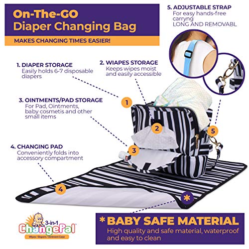 ChangePal Small Crossbody Diaper Changing Bag with Waterproof Portable Changing Pad and Refillable Wipes Pouch | The Storepaperoomates Retail Market - Fast Affordable Shopping