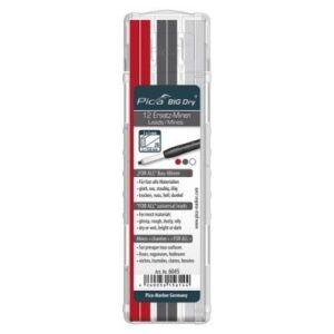 Pica Big Dry Marker Pen Pack of 12 Pencil Refills Graphite White Red 6045