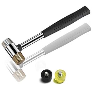 Marketty Gunsmithing Hammer with 4 Tips,Interchangeable Tool 25mm Dual Head Nylon Rubber Hammer